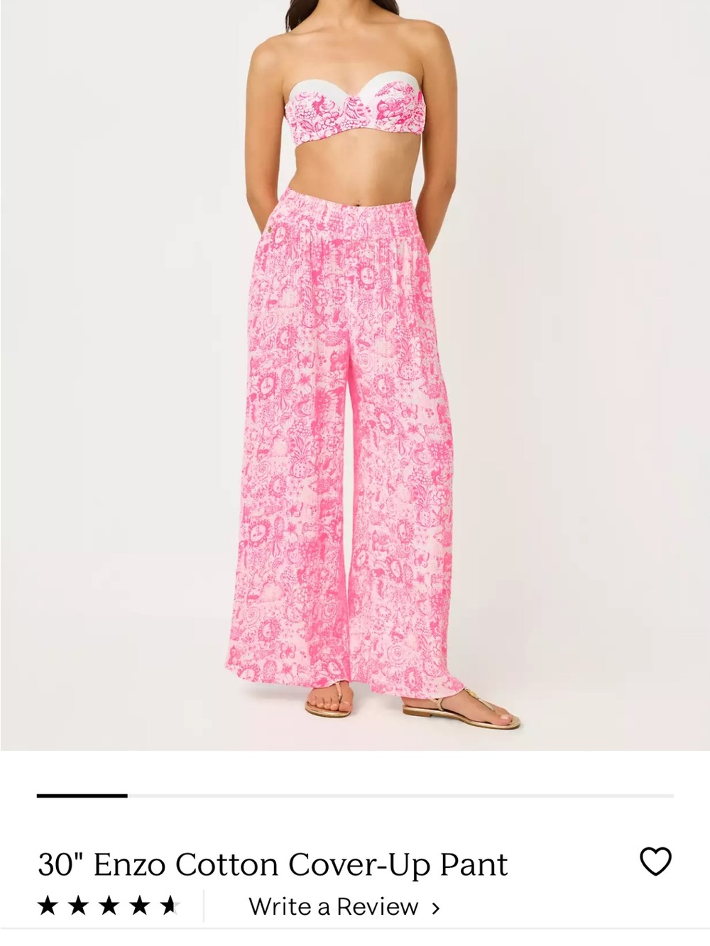 Lilly Pulitzer Neon Pink Printed Wide-Leg Pull-On Pants